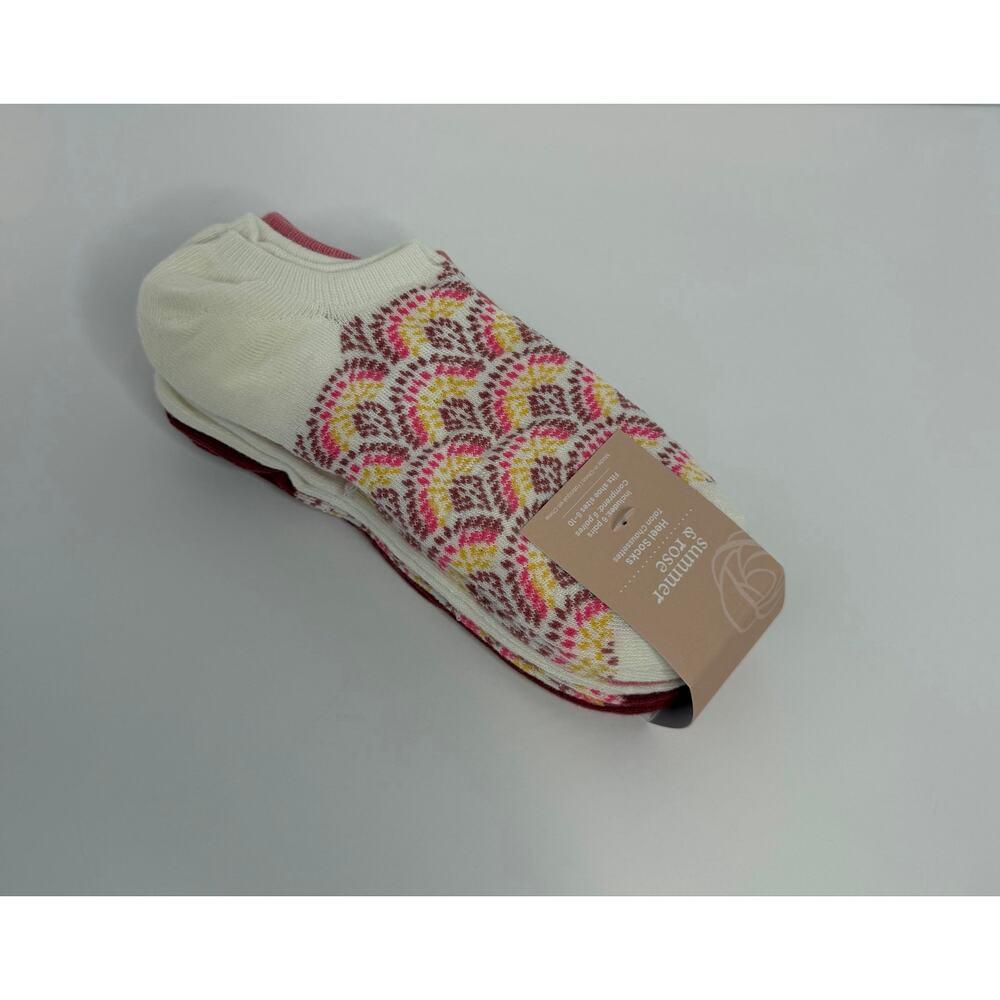 Summer & Rose 6 Pair Heel Socks Fair Isle Pattern No Show Socks NWT FabFitFun - Picture 2 of 8